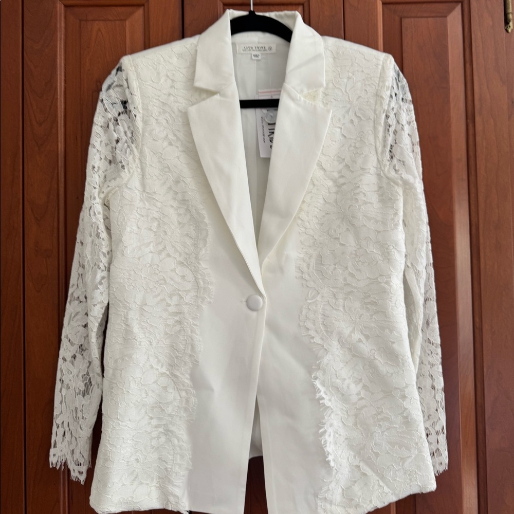 NWT 12th tribe white lace blazer!